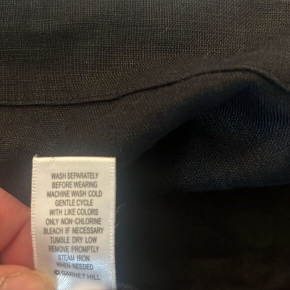 Garnet Hill Black Classic Linen Shirtdress, size 12 - Picture 7 of 9